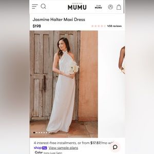 BRAND NEW Show Me Your MuMu Ivory Satin Luxe Jasmine Halter Dress